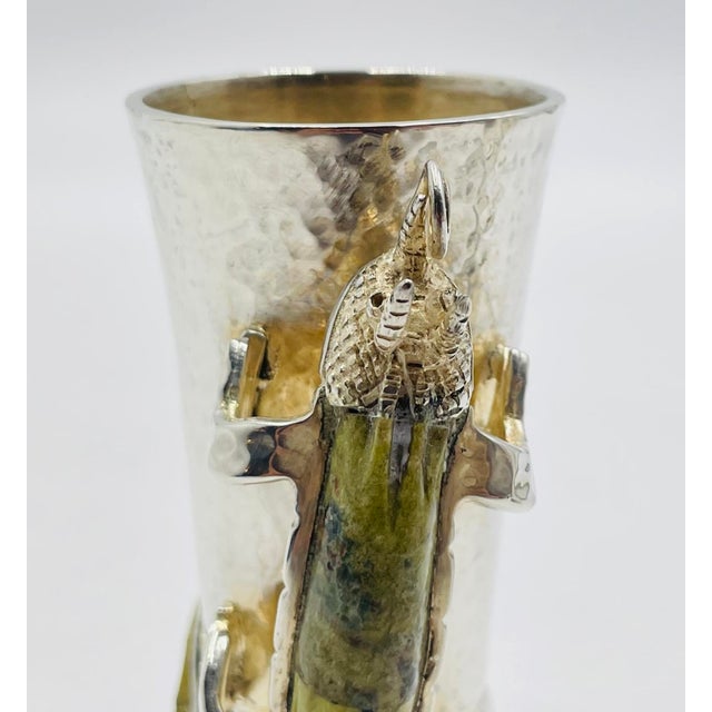1970s Los Castillo Taxco Silver Plate & Stone Lizard Shot Glass, Mexican Silversmith For Sale - Image 17 of 18