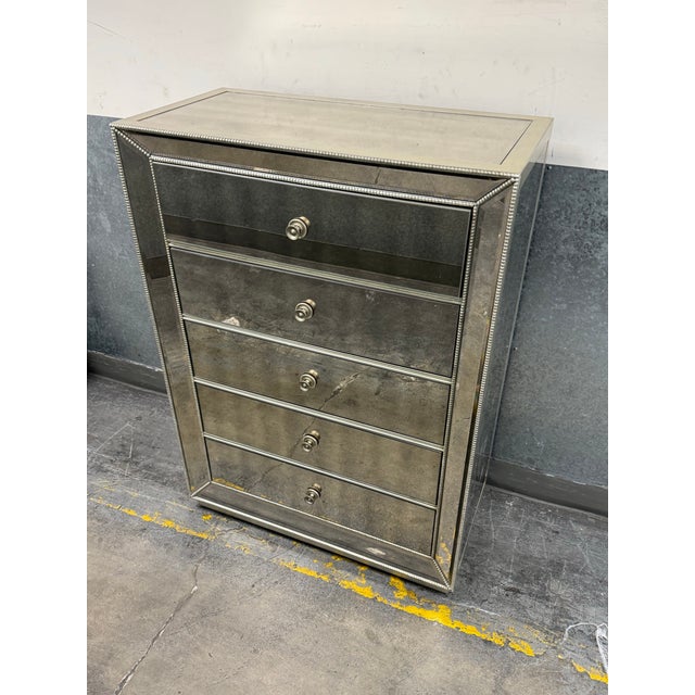 Art Deco Z Gallerie Omni Mirrored Five Drawer Chest For Sale - Image 3 of 12