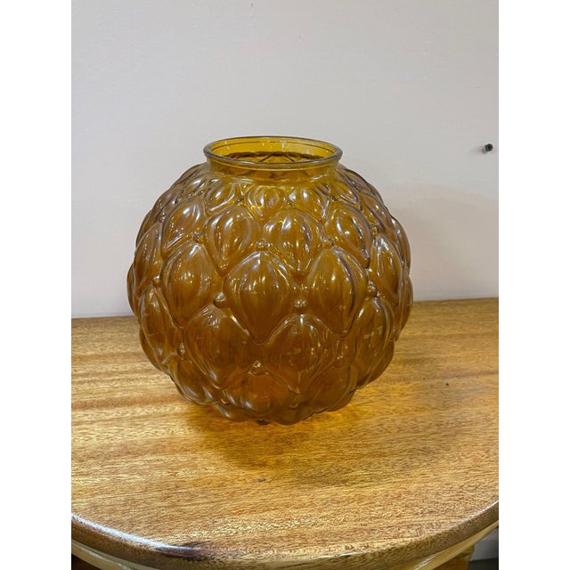 Gone With the Wind Amber Art Glass Quilted Bubbles. For Sale - Image 4 of 4