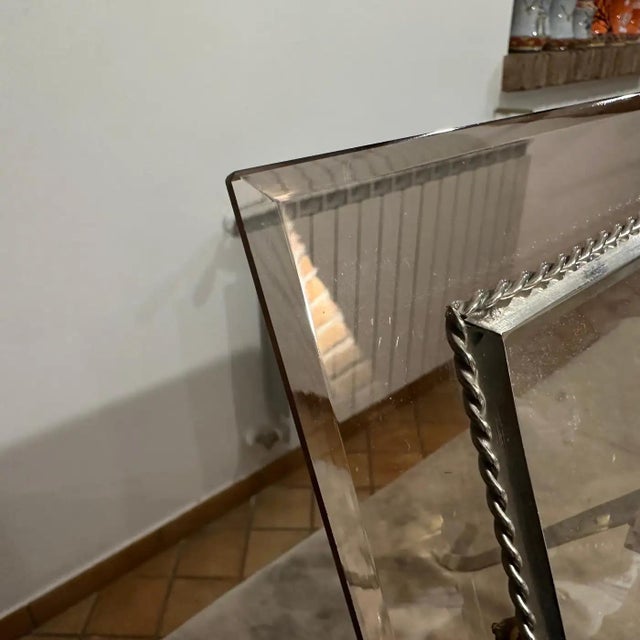Metal 1960s High Quality Mid-Century Modern Smoked Glass Italian Picture Frame For Sale - Image 7 of 11