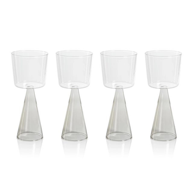 Viterbo Wine White Wine Glasses - Smoke, Set of 4 For Sale - Image 4 of 4