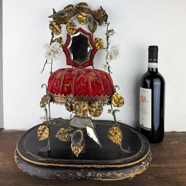 Antique French Napoleon III Ormolu Marriage Globe with Red Velvet Cushion Display, 1890s For Sale - Image 12 of 13