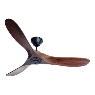 Visual Comfort Maverick 52 Ceiling Fan Matte Black & Dark Walnut For Sale