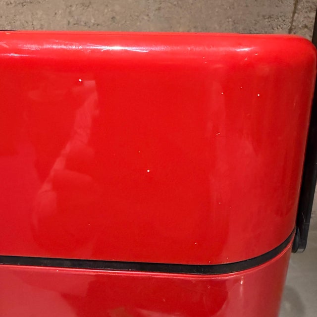 For your consideration, a vintage red "BYO" insulated two-bottle wine cooler and carrier designed by Richard Carlson for...