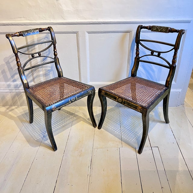 Regency Painted Cane-Seat Side Chairs, Set of 2 For Sale - Image 11 of 11