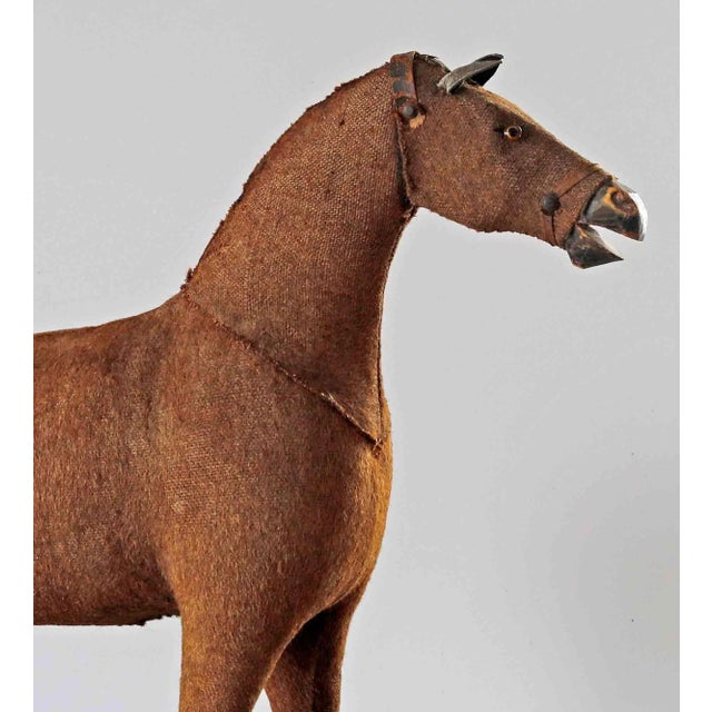 Horse Figure on Wooden Base Antique For Sale - Image 4 of 6