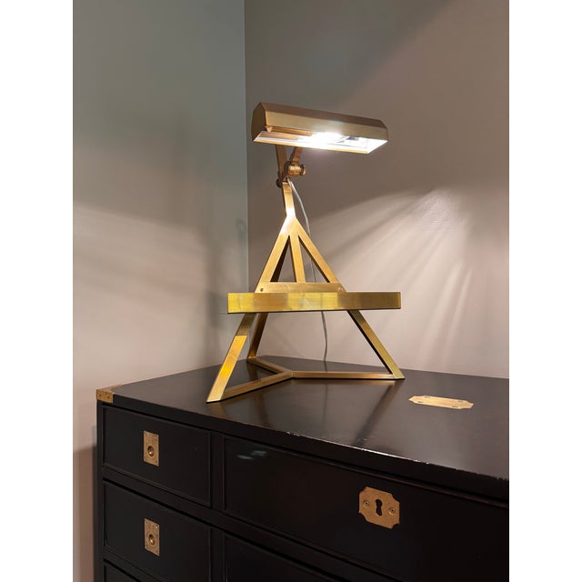 Metal Vintage Mid-Century Modern Adjustable Brass Display Lamp For Sale - Image 7 of 12
