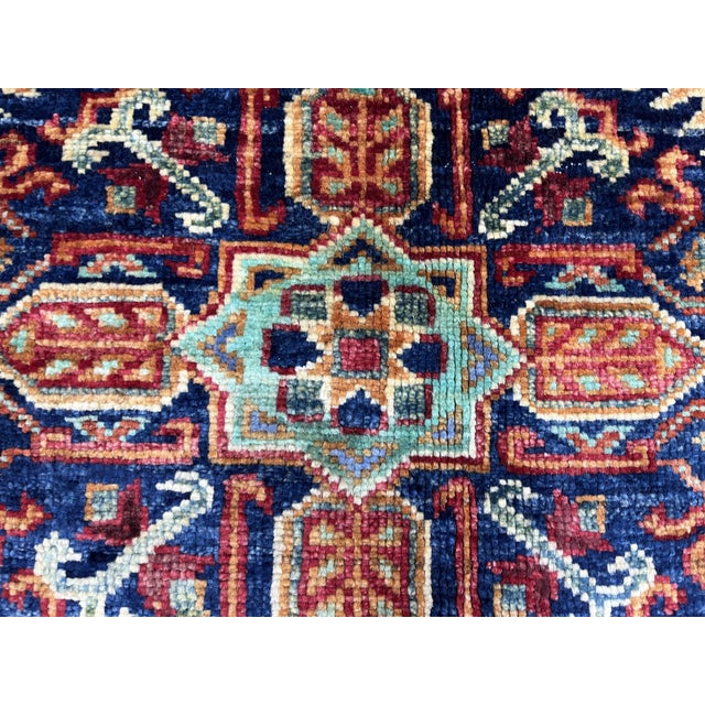 2000 - 2009 Orange and Teal Mamluk Style Natural Dye Wool Rug - 5'3" X 6'11" For Sale - Image 5 of 14