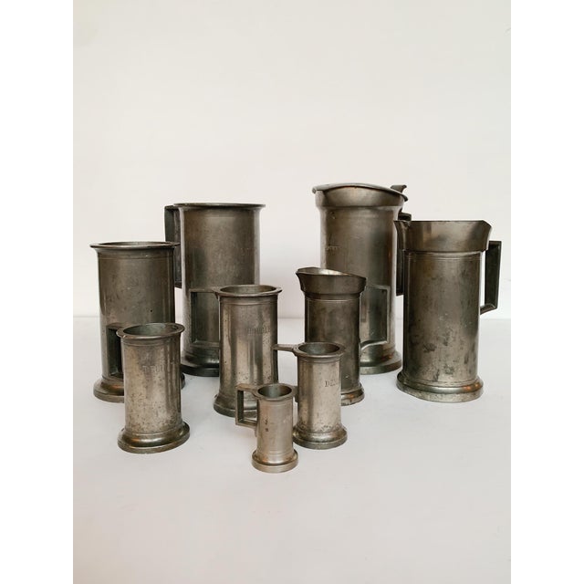 Antique & Vintage Pewter Measuring Cups - A Set of 9 For Sale - Image 16 of 16