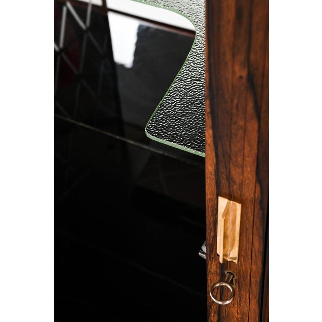 Brown Bar Cabinet with Tambour Doors in Rosewood and Glass attributed to Kurt Østervig, 1960s For Sale - Image 8 of 10