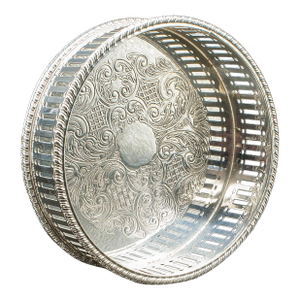 Vintage Wine Bottle Coaster, English, Silver Plated, Champagne Rest, Circa 1930