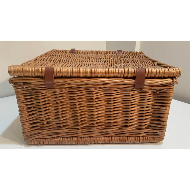 Vintage English Wicker Picnic Basket For Sale - Image 10 of 11