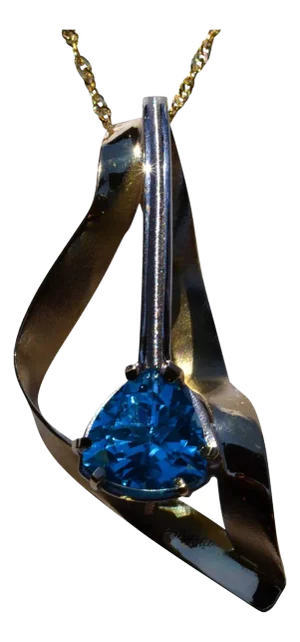 The Vidor: Signed Two Tone Pendant with Blue Topaz
