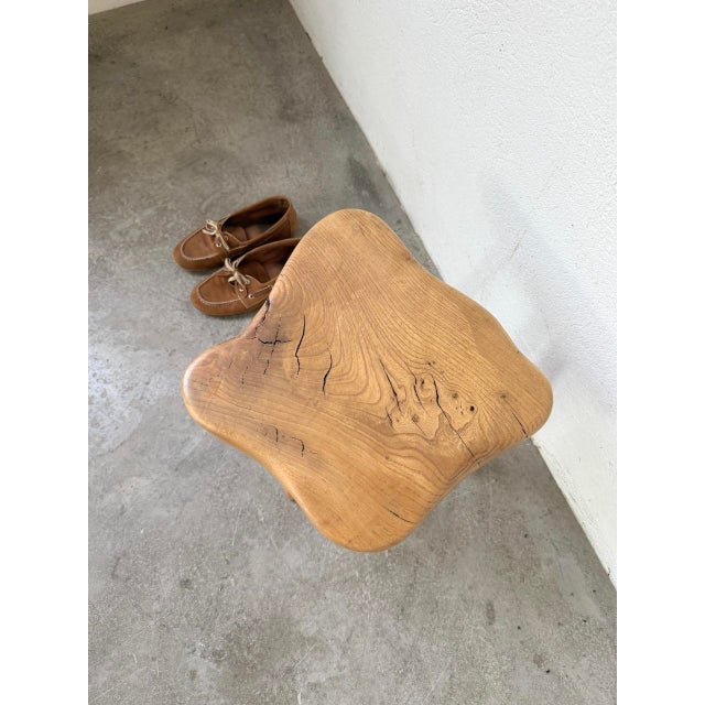 Freeform Elm Tripod Stool, 1950 For Sale - Image 9 of 18