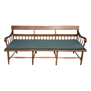 Antique Spindle-Back Bench With Cushion For Sale