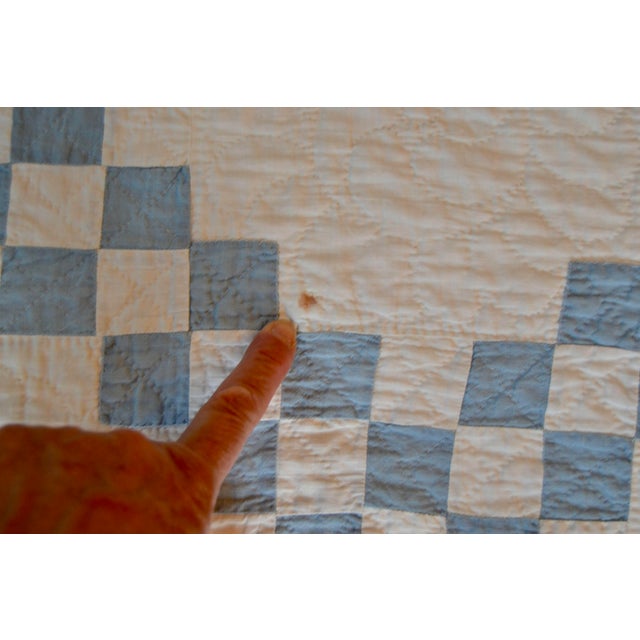 Early 20th C Double Irish Chain Quilt - For Sale - Image 12 of 15
