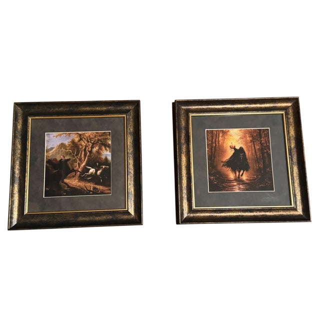 Pair of Framed Headless Horseman Halloween Art Prints, 13” X 13” For Sale - Image 4 of 8