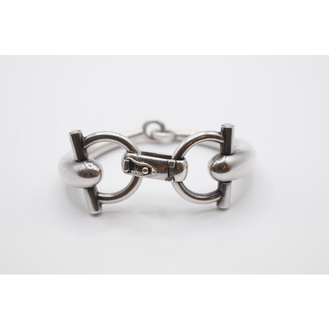 Metal Late 20th Century Silver Gucci Horse Bit Bracelet For Sale - Image 7 of 9