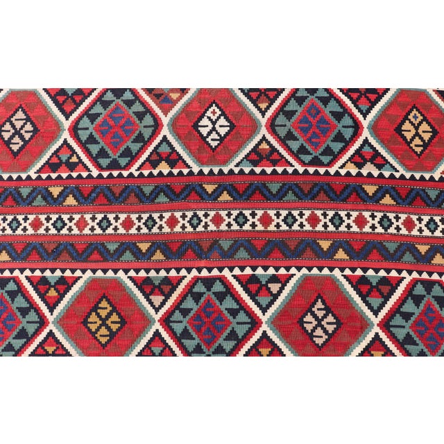 Red 19th Century Antique Shirvan Kilim With Intricate Design in With Vibrant Colors 5'11 X 10'2 For Sale - Image 8 of 12