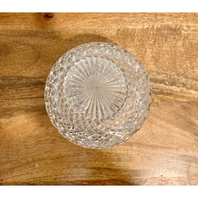 Mid 20th Century Vintage Modern Hand Cut Round Clear Crystal Vase Rose Bowl For Sale - Image 5 of 7