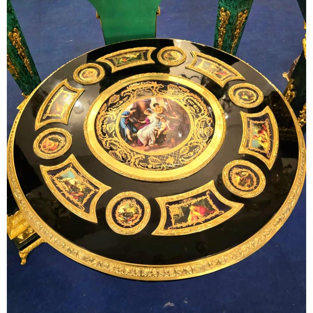 Rococo Grand Rococo Style Black Round Dining Table With Gold Leaf Details For Sale - Image 3 of 4