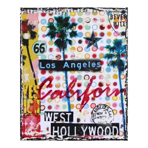 West Hollywood Lights - Abstract Colorful Textural Distressed City Collage Original Artwork by Marion Duschletta