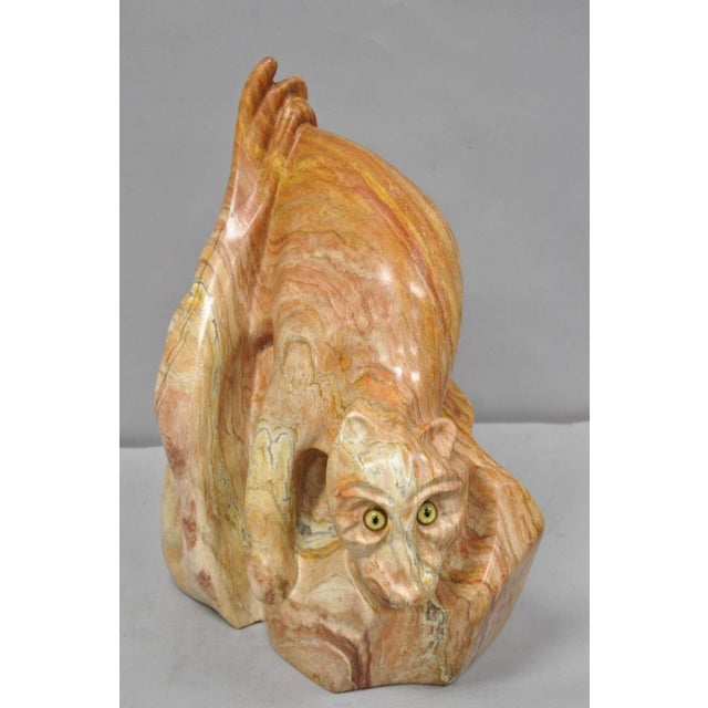Vintage Seymour Shuren Modern Pink Carved Marble Abstract Panther Cat Sculpture For Sale - Image 18 of 18