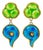 Dominique Denaive Green and Blue Ceramic Dangle Clip Earrings For Sale