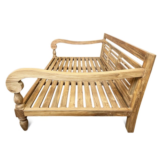Outdoor Indoor Sutton Teak Balinese Daybed For Sale - Image 4 of 8