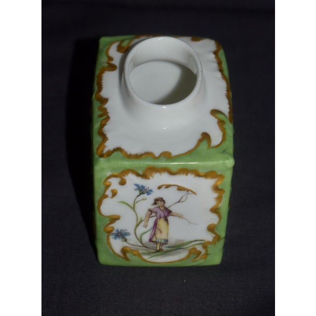 Antique T&v Limoges France Porcelain Tea Caddy Apple Green Rococo Gilt Box For Sale In Philadelphia - Image 6 of 14