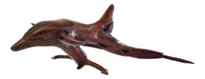 Mid-Century Modern Large Driftwood Carved Marine Dolphin Sculpture
