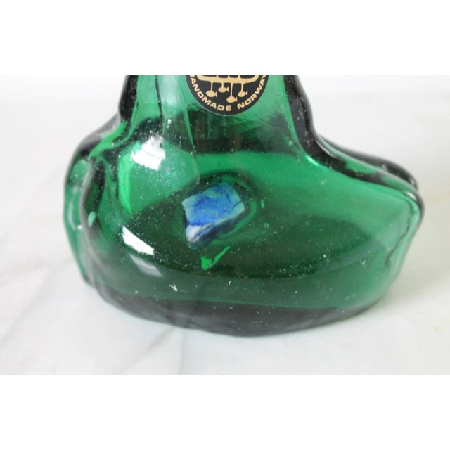 Vintage Norwegian Green Glass Vase / Bottle Lofot Design For Sale - Image 4 of 9