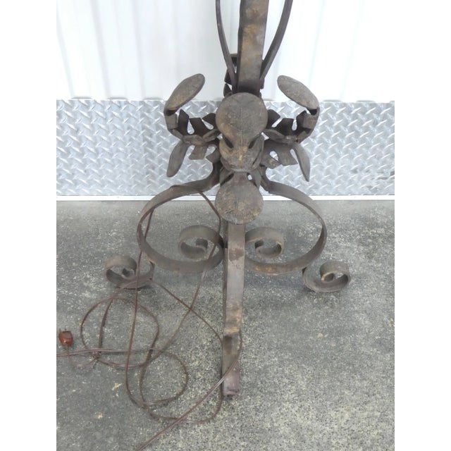 Vintage Wrought Iron Palm Beach Style Floor Lamps - a Pair For Sale In Miami - Image 6 of 13