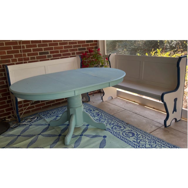 White Vintage Painted Wooden Booth Benches, a Pair For Sale - Image 8 of 8