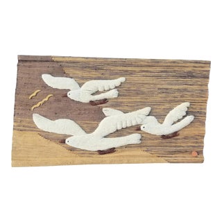 1970s Don Freedman Textured Seagulls Wall Weaving For Sale