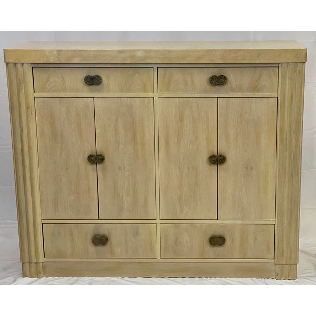 Art Deco Hickory White Pickled Oak Cabinet Chairish