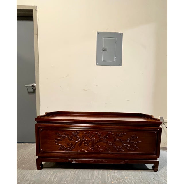 A handsome vintage cedar-lined blanket chest by Lane Furniture, crafted in the 1970s and inspired by traditional Chinese...