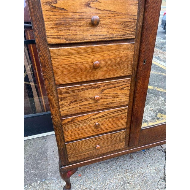 19th Century Antique Oak Chifferobe Wardrobe Chairish