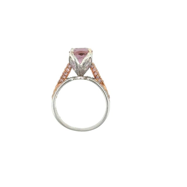 Platinum & Rose Gold Synthetic Color Change & Natural Diamonds Statement Ring, Size 6.75 For Sale In Los Angeles - Image 6 of 6
