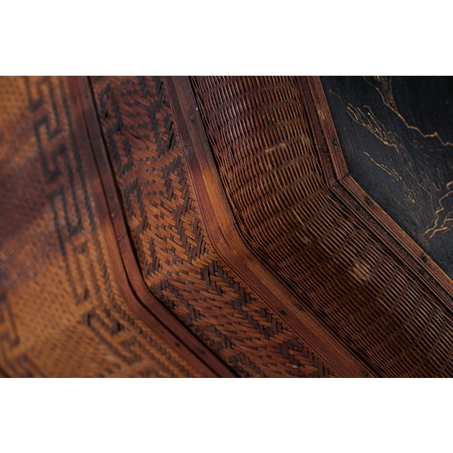 Antique 3 Three Tiered Rattan Bamboo & Wood Chinese Wedding Basket For Sale - Image 14 of 17