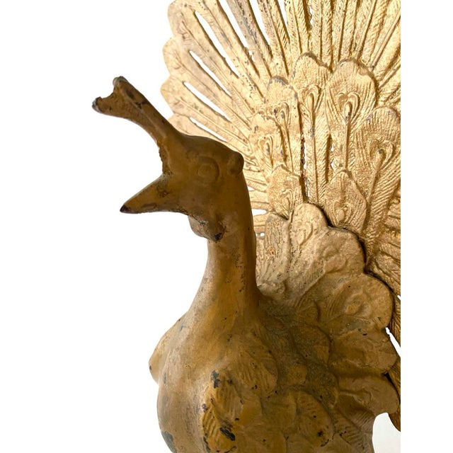 Gold Vintage Large Gold Peacock Bird Decor Bookend For Sale - Image 8 of 10