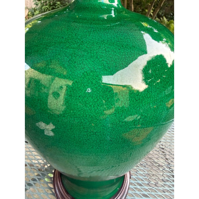 Wood Antique 18th Century Chinese Green Glaze Porcelain Vase Yongzheng Mark For Sale - Image 7 of 15