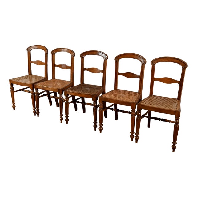 2nd Half of the 19th Century Louis Philippe Chairs in Oak, Set of 5 For Sale