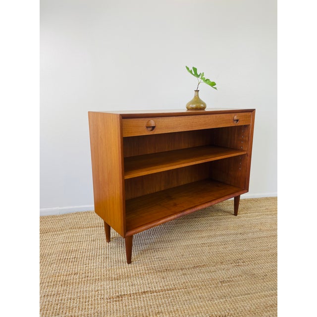 Vintage 1960s Danish Modern Teak Mini Credenza Cabinet With Bookshelf For Sale - Image 10 of 16