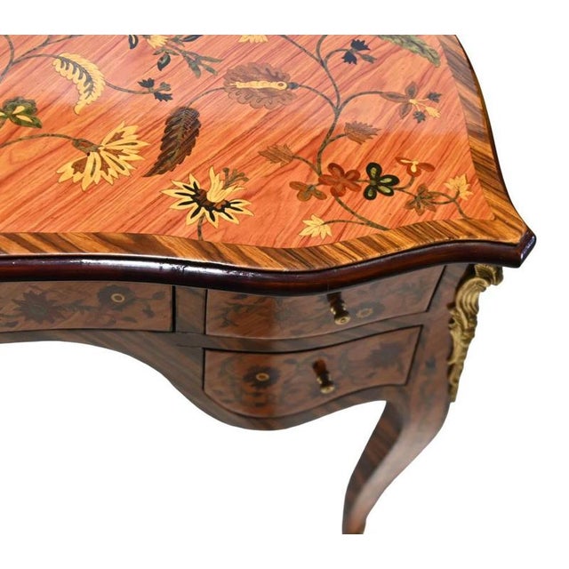 French Writing Desk in Marquetry Inlay For Sale - Image 6 of 14