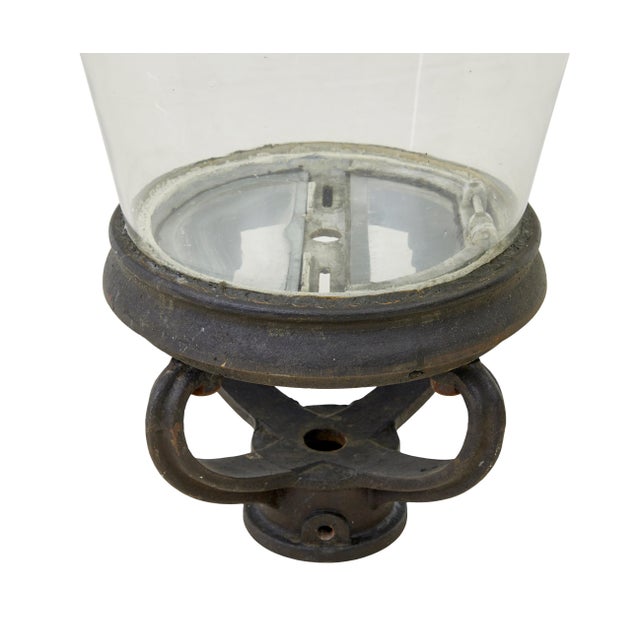 Large Antique French Copper and Glass Street Lantern, 1880 For Sale - Image 6 of 8