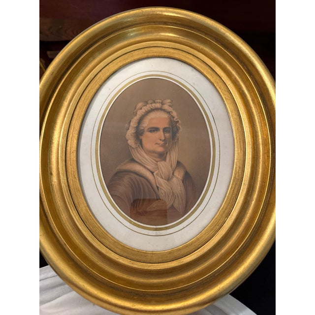 Early 20th Century Antique Oval Framed George & Martha Washington Portrait Prints - A Pair For Sale - Image 5 of 6