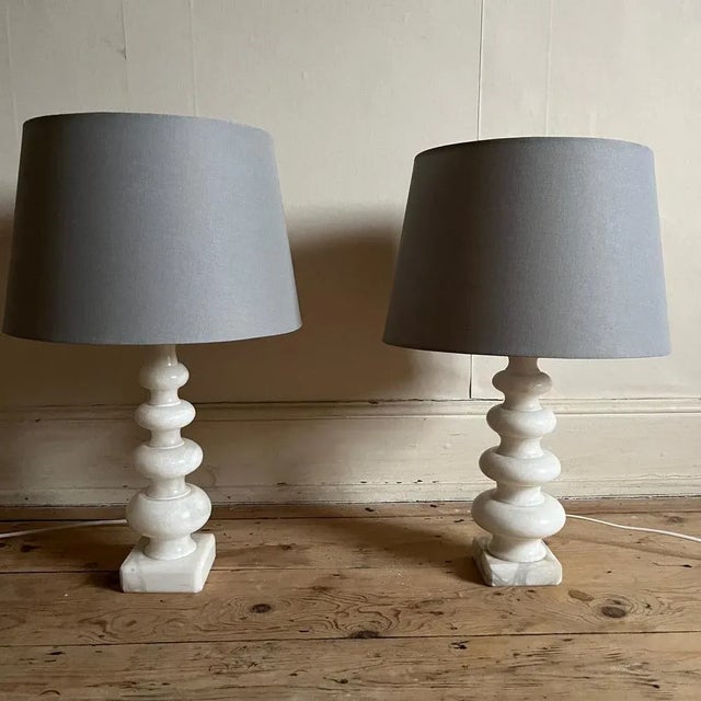 Mid-Century Spanish Alabaster Table Lamps, Set of 2 For Sale - Image 9 of 9