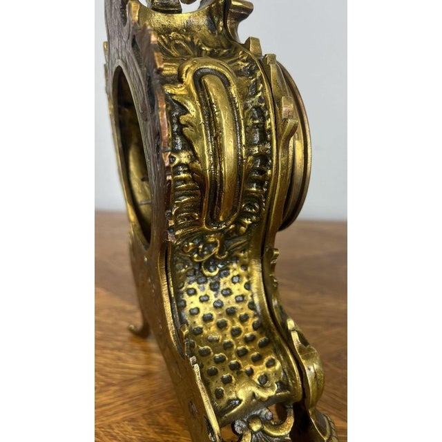 Vintage French Style Brass Decorative Mantel Clock For Sale - Image 9 of 11