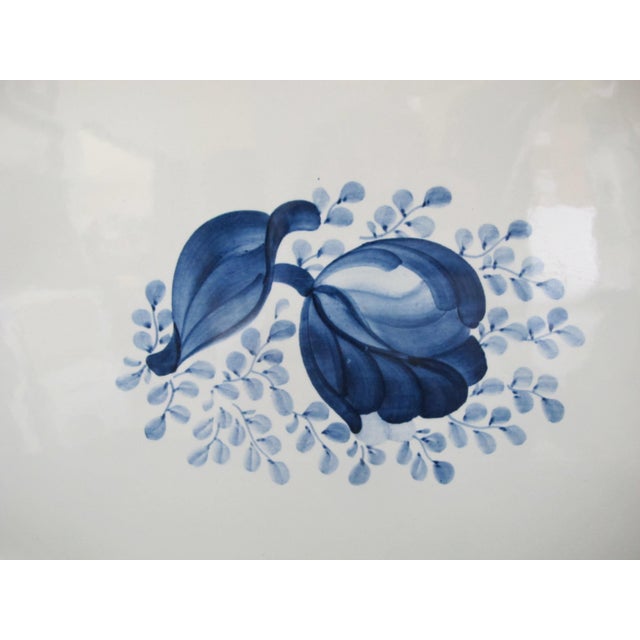 Royal Copenhagen, Denmark, Aluminia Faience Tranquebar blue pattern oval serving tray. Large platter in white porcelain...